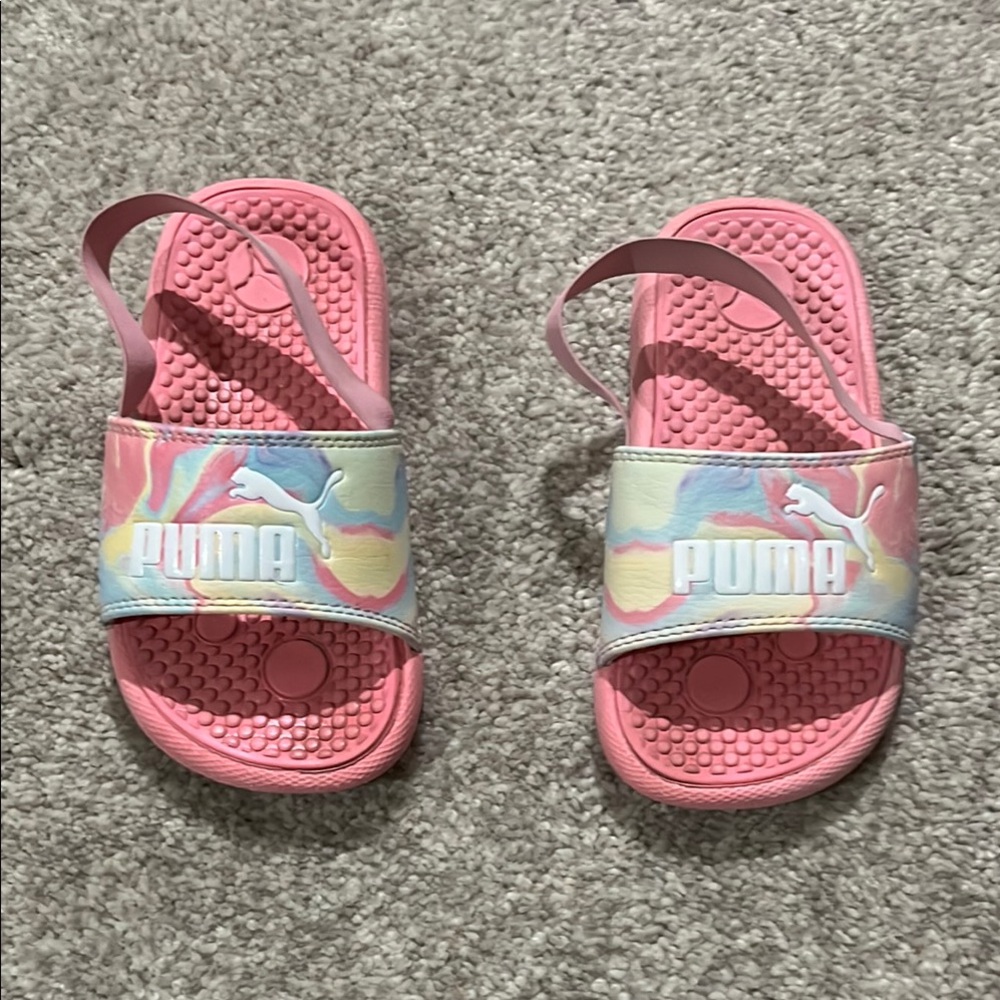 Puma Pink Iridescent Sandals with Textured Footbed